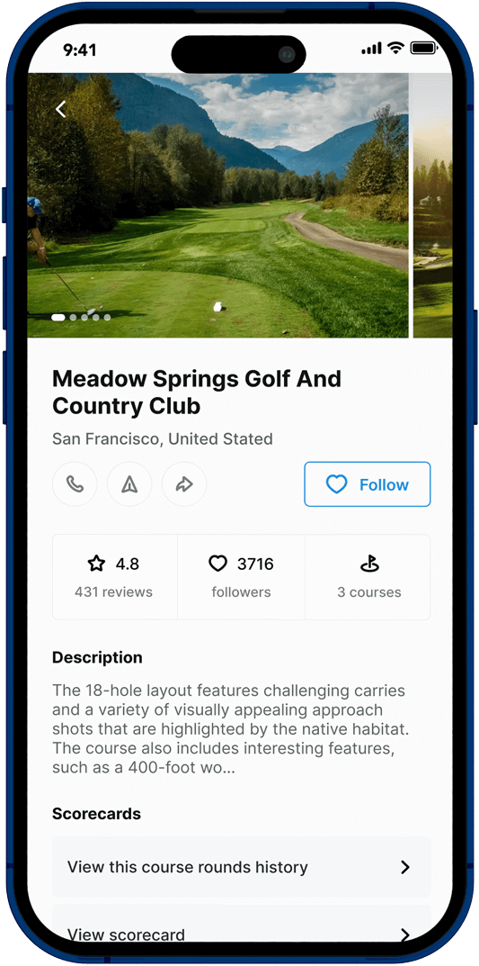 iPhone mockup of Albatros Golf APP